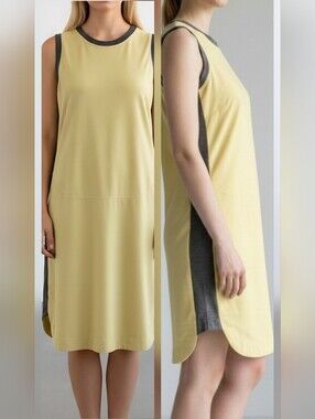 Title Nine Yellow Tech Gray Jersey Sleeveless Dress S